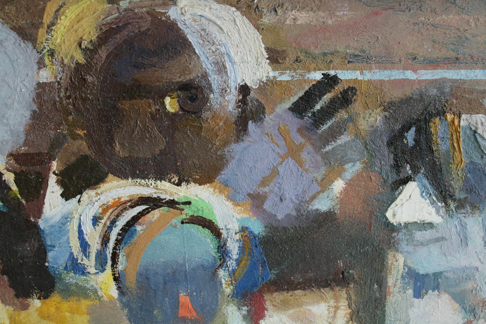 Victor Karnauh (1950   2012, Ukrainian, Latvian). In The Din Of Racing. Oil On Canvas. 45 X 60 Cm photo for sale