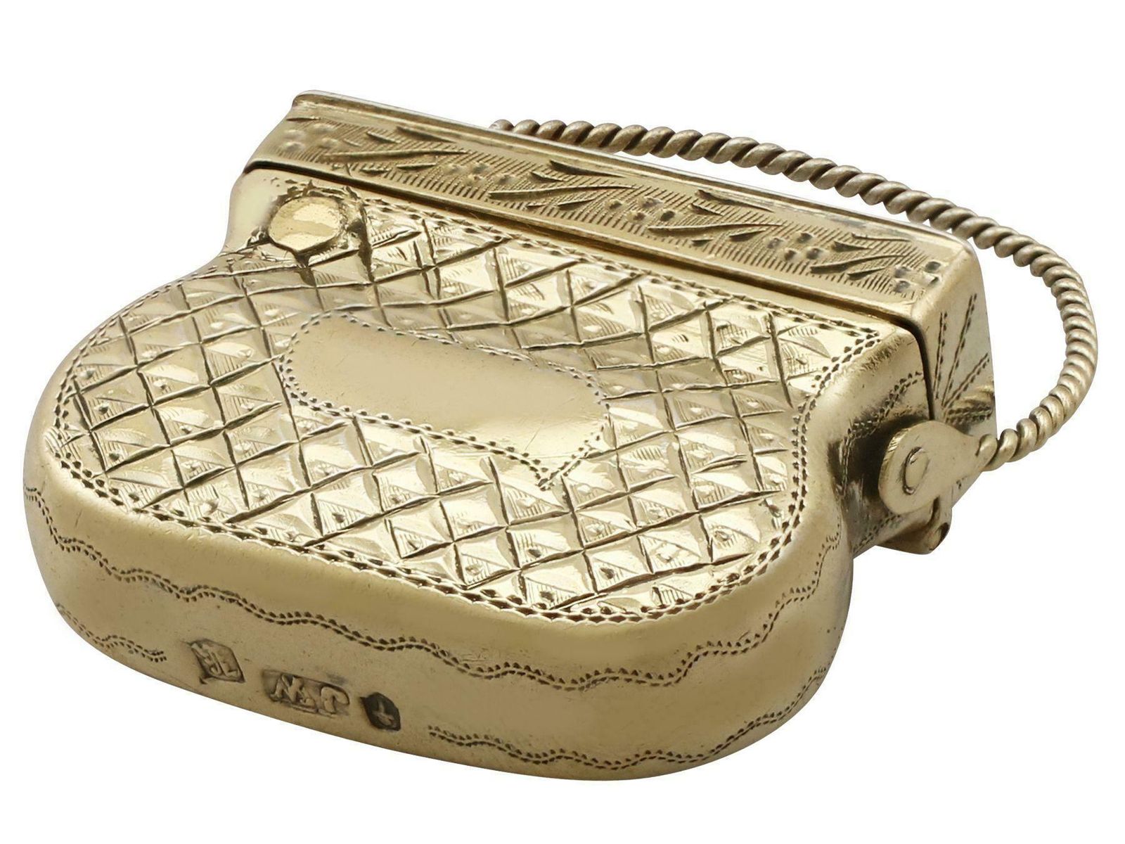 John Wilkinson Antique Sterling Silver Gilt Purse Vinaigrette photo 1895.0