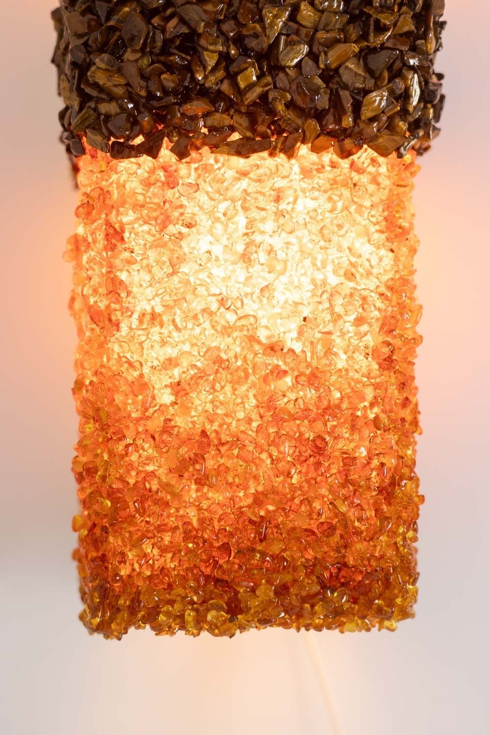 Pair Of “Honey” Wall Lights In Amber And Tiger’s Eye. Contemporary Artist Work. Ls60042086g photo for sale