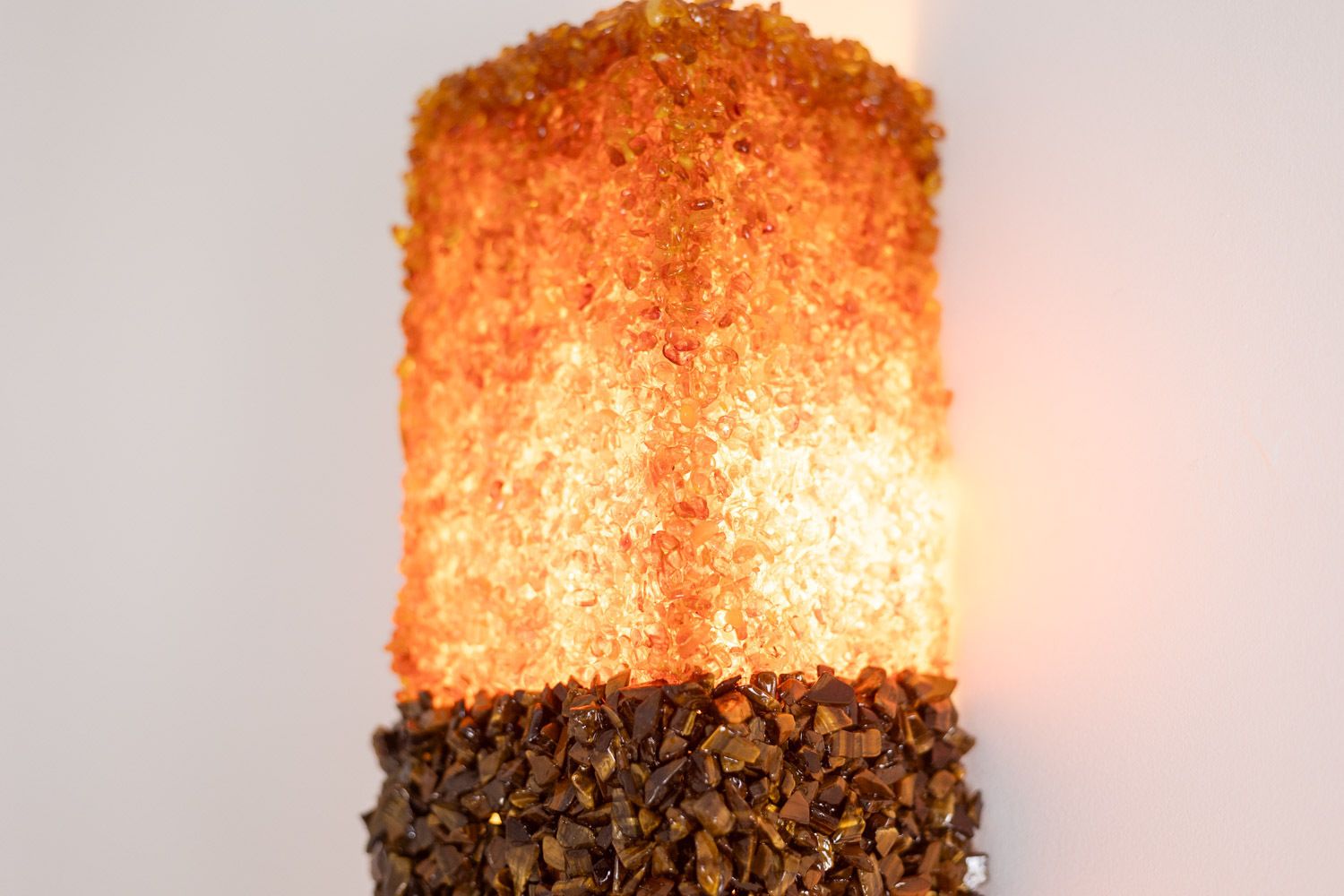 Pair Of “Honey” Wall Lights In Amber And Tiger’s Eye. Contemporary Artist Work. Ls60042086g photo 5100.0