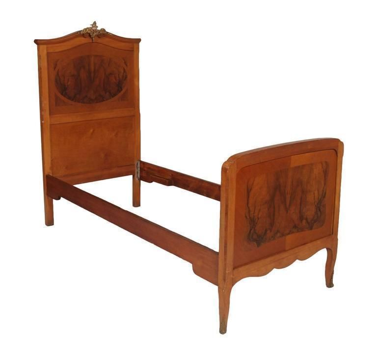 1920s Antique Italian Art Nouveau Pair Of Beds In Cherrywood And Burl Walnut photo furniture