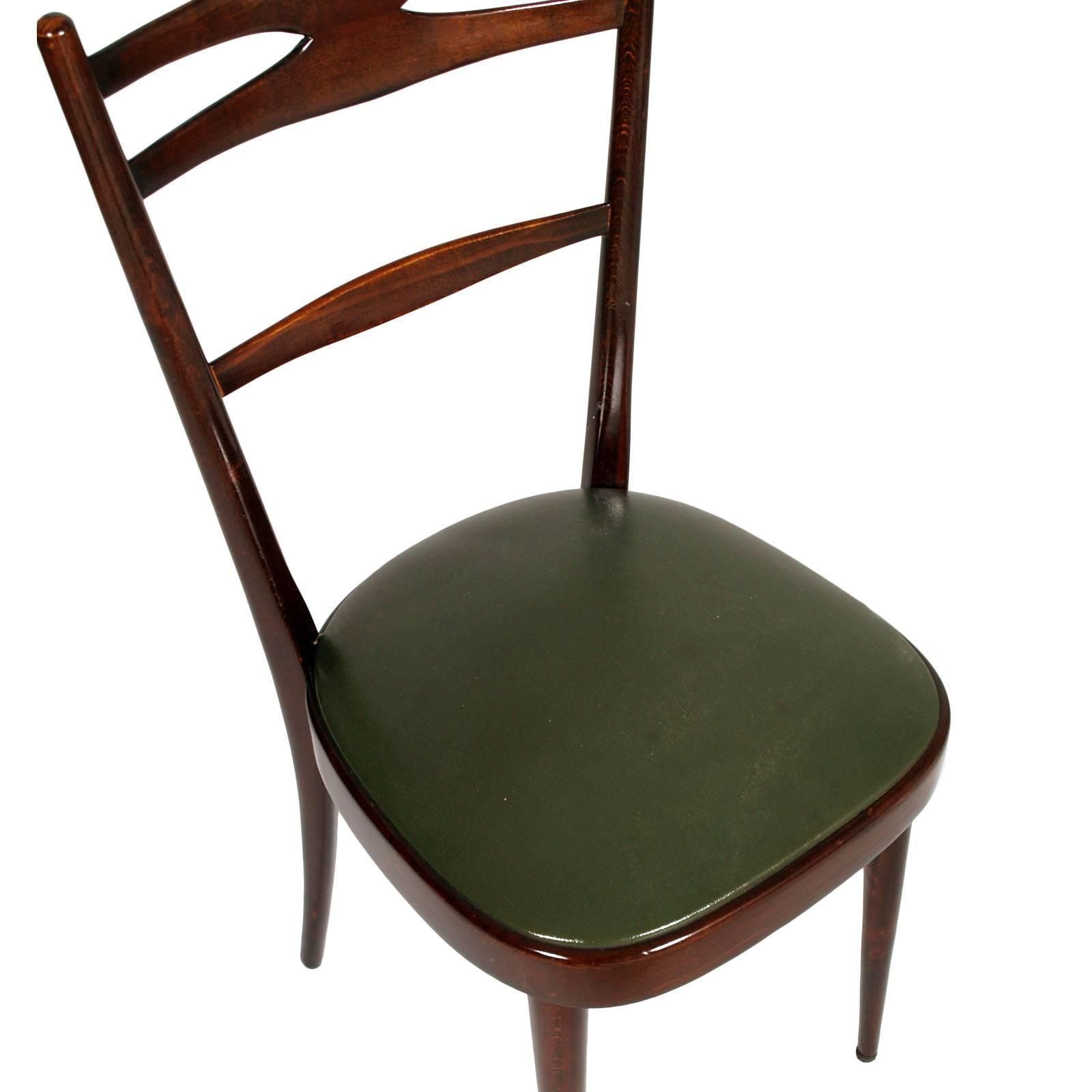 Italian 1950s Side Chairs Carlo Di Carli Attributed In Brown Walnut Wax Polished photo Furniture