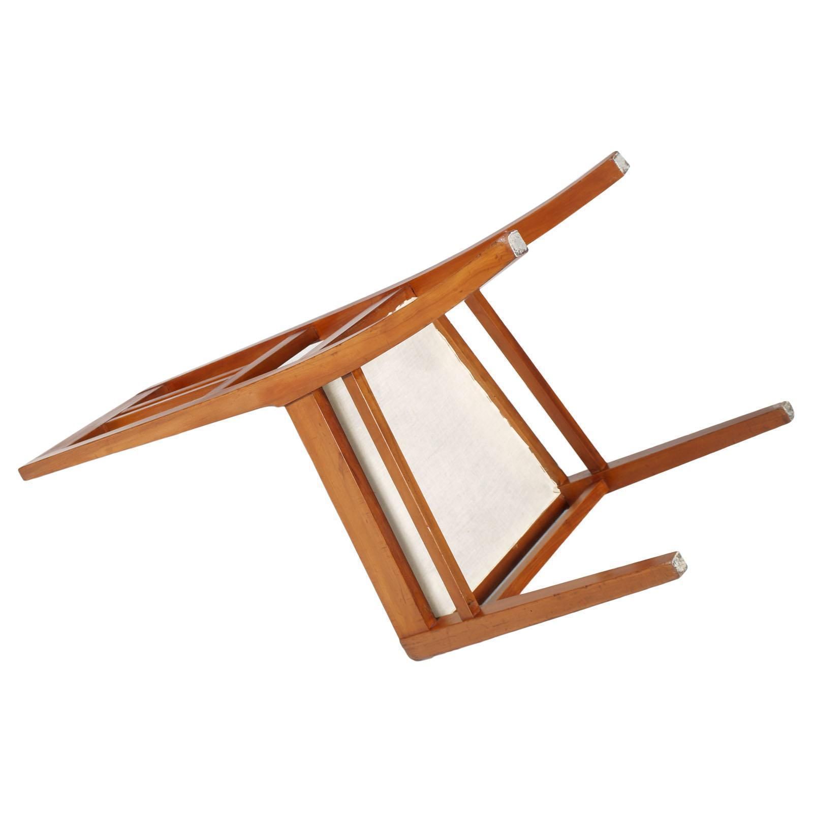 Italian Art Nouveau Side Chairs With Stool, Blond Walnut, Restored Wax Polished photo vintage
