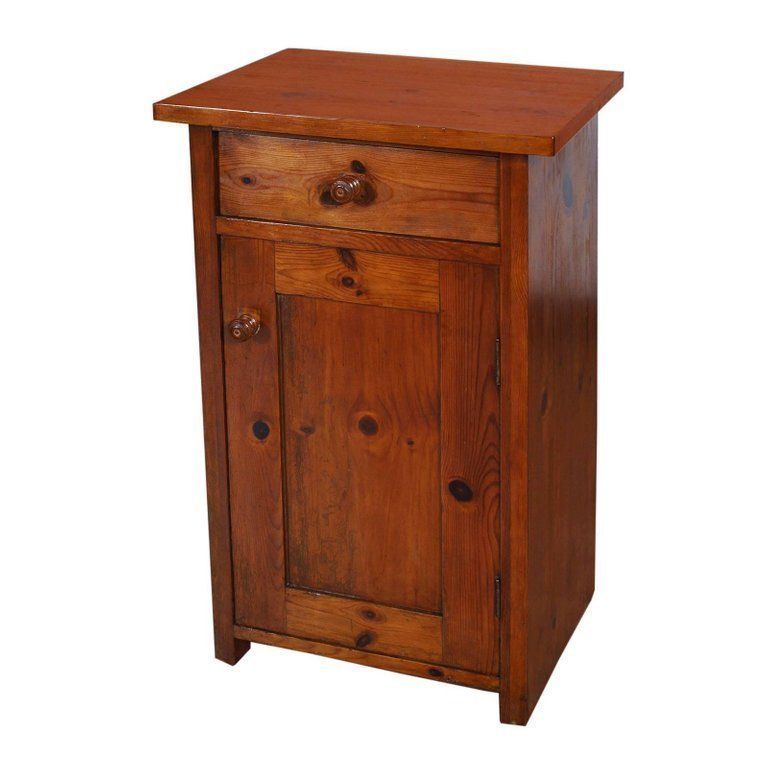 19th Century Country Rustic Nightstand Cabinet Restored Polished To Wax