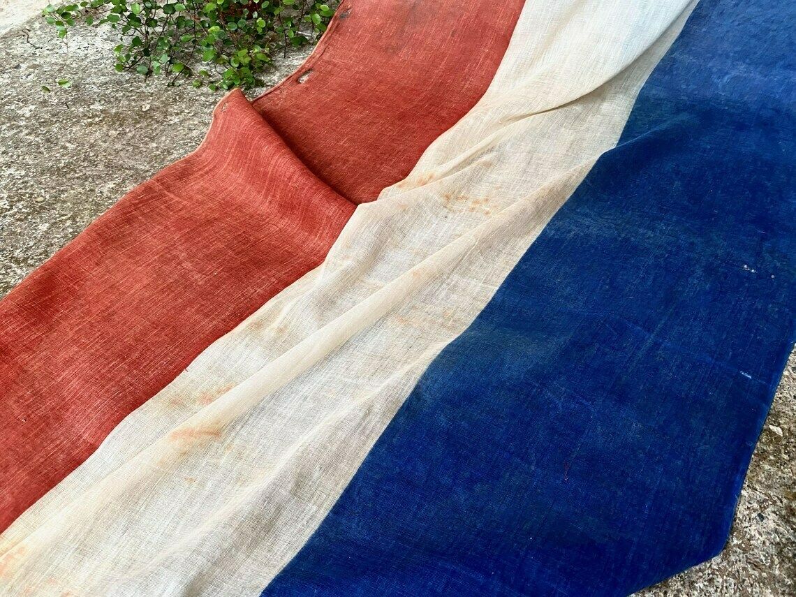 Vintage Tricolour British Royal Coronation / French Liberation Banner photo vinterior