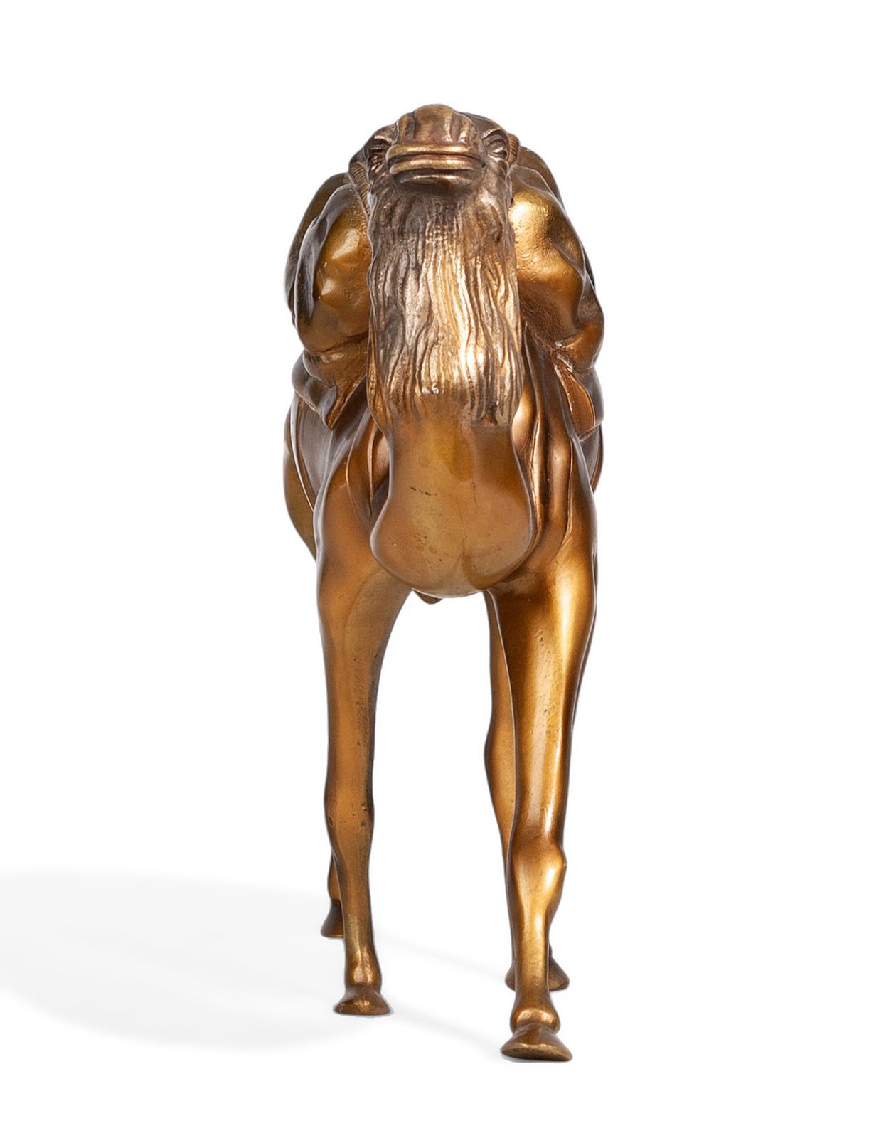 Early 20th Century Art Déco Gilt Brass Sculpture Of A Galloping Camel, France photo for sale
