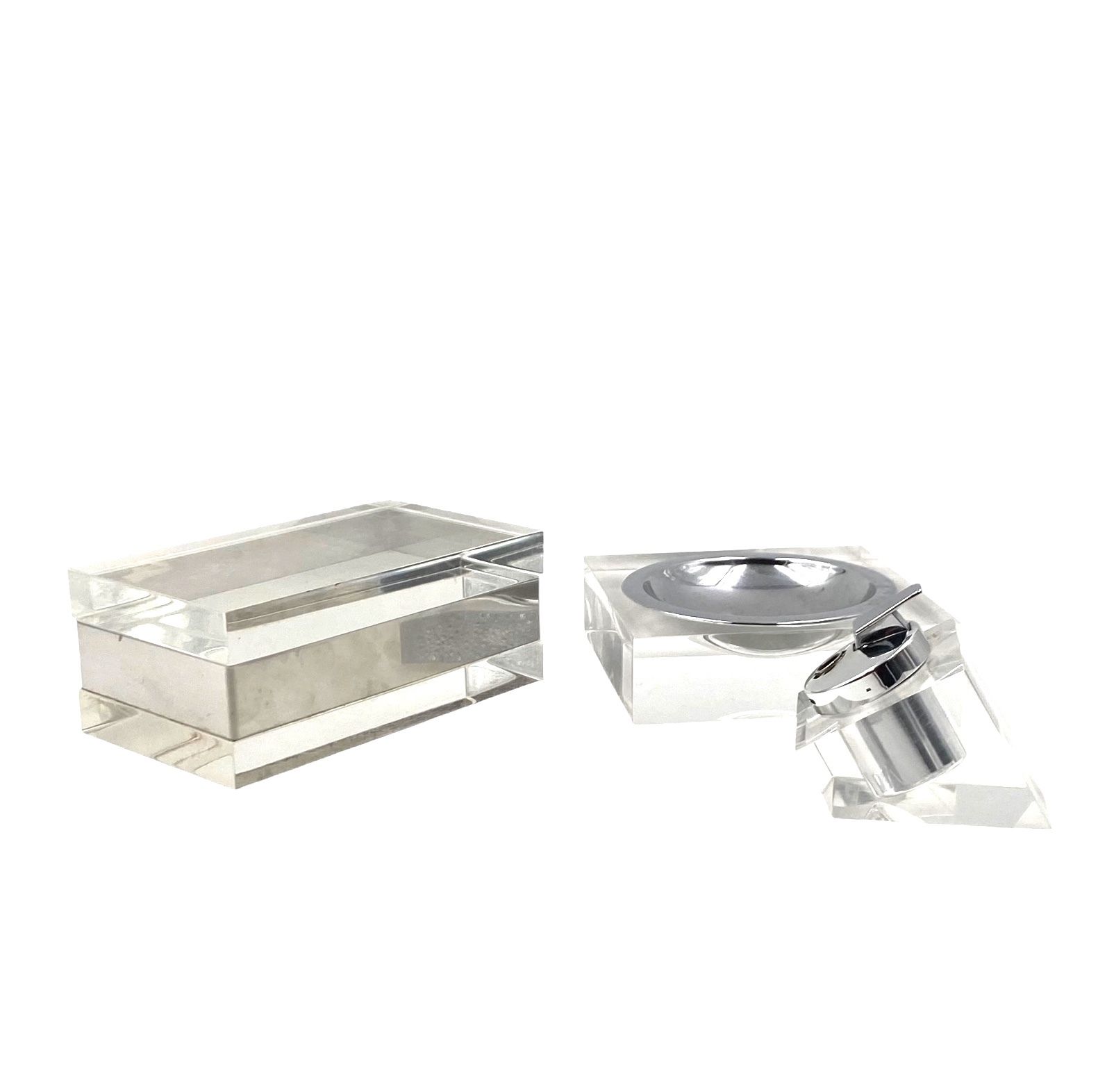 Hollywood Regency Lucite Smoking Set, Guzzini  Italy 1970 photo furniture