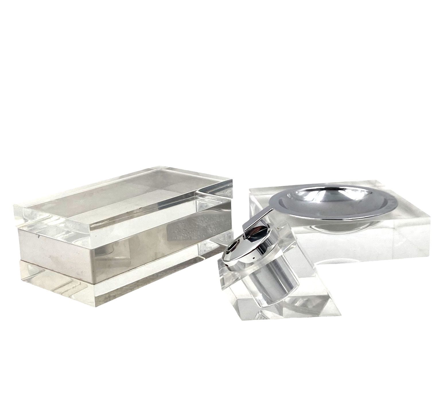 photo for sale Hollywood Regency Lucite Smoking Set, Guzzini  Italy 1970