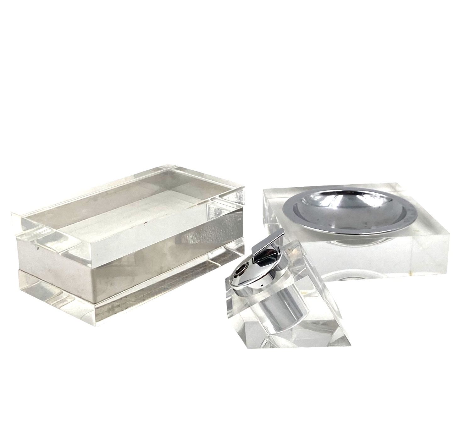450.0 Hollywood Regency Lucite Smoking Set, Guzzini  Italy 1970 photo