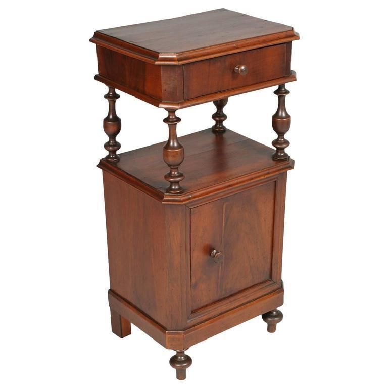 19th Century Italian Nightstand All In Walnut Restored And Finished With Shellac