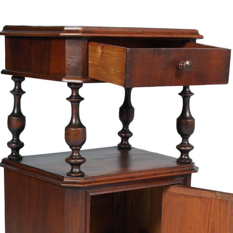 19th Century Italian Nightstand All In Walnut Restored And Finished With Shellac photo for sale
