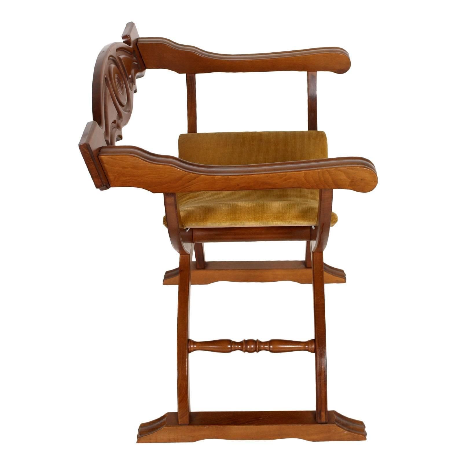 Mid Century Modern, Italian Savonarola Chair In Walnut Polished To Wax photo for sale