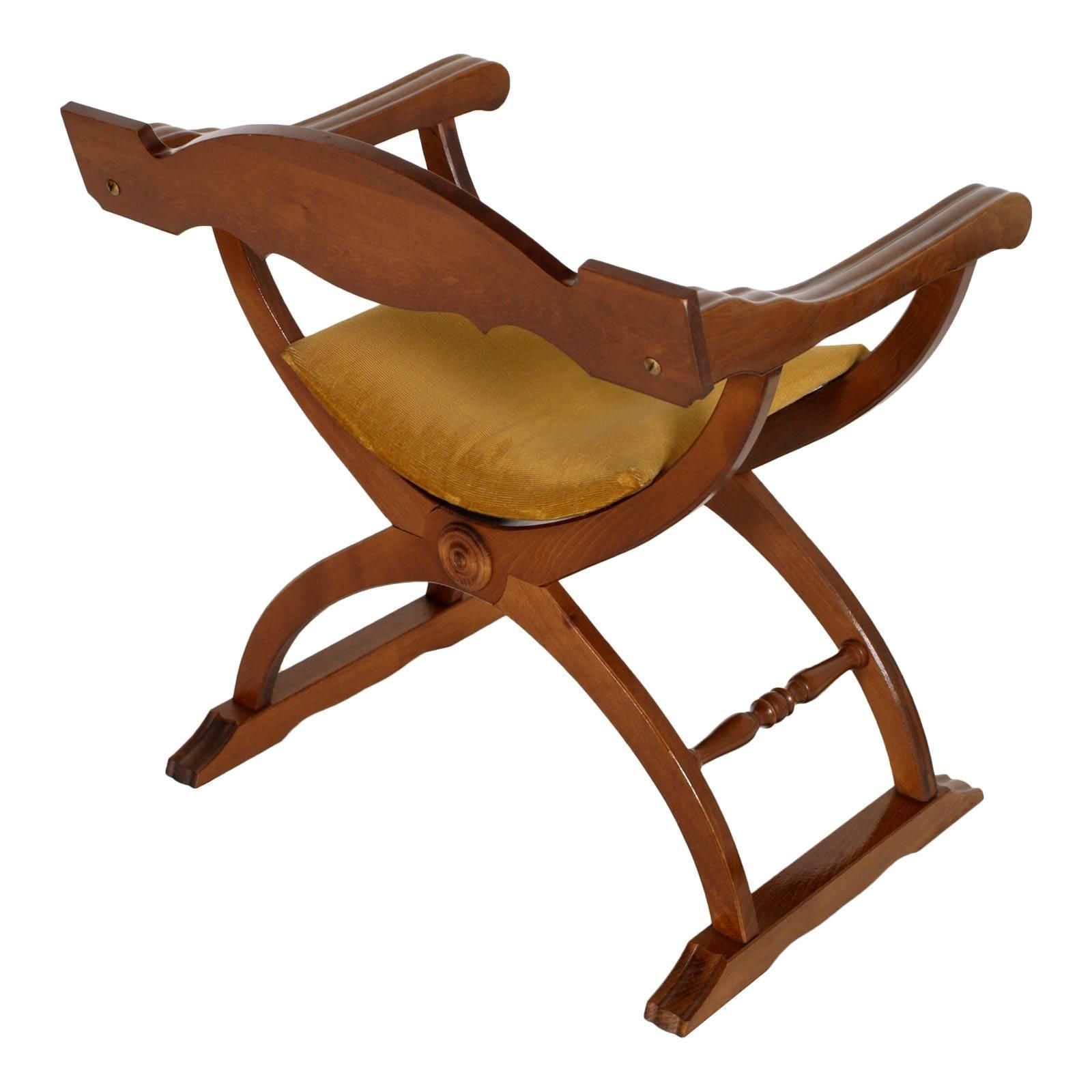Mid Century Modern, Italian Savonarola Chair In Walnut Polished To Wax photo Furniture