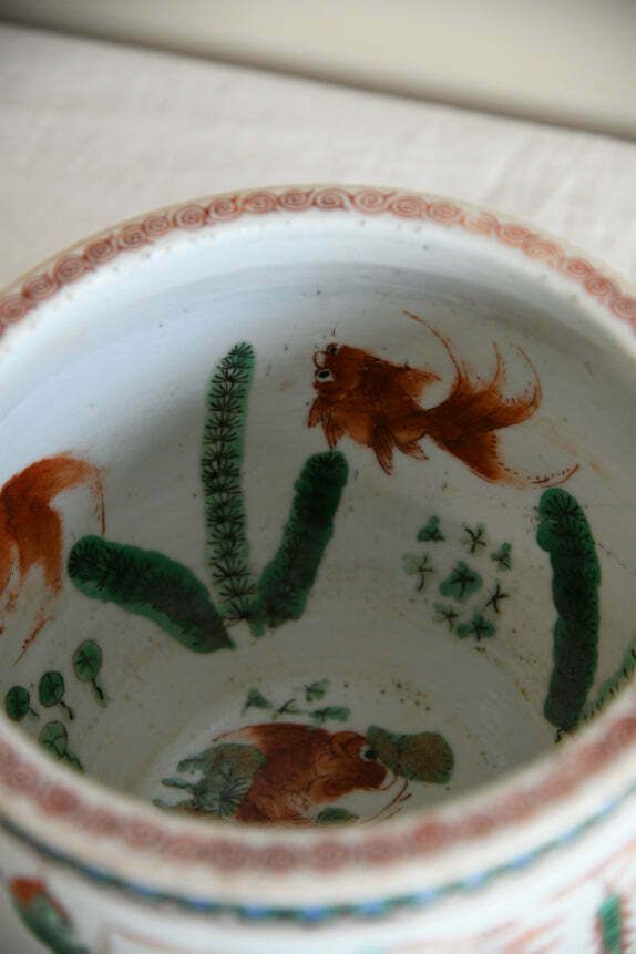 Antique Chinese Famille Verte Porcelain Fish Bowl photo 495.0