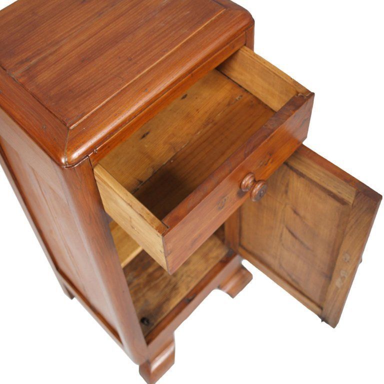 Art Deco Country Bedside Table Nightstand In Pine, Restored And Polished To Wax photo vinterior