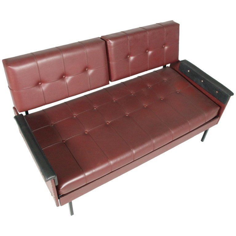 Italy 1960s Cubist Armchairs & Sofa, Iron Legs, Faux Leather Quilted Upholstery photo vintage
