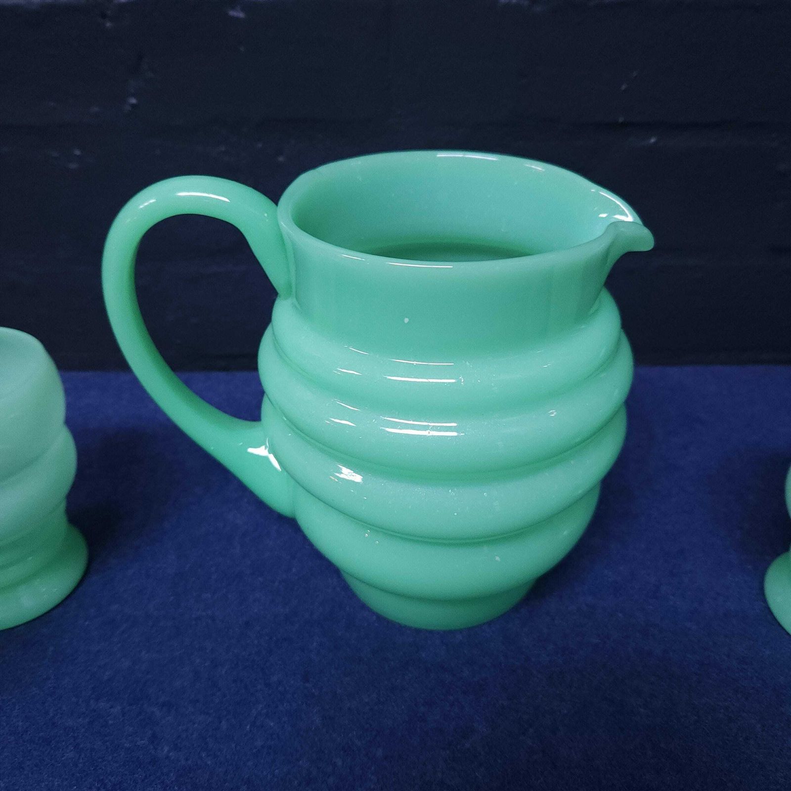 Jadeite Opaline Uranium Glass Lemonade Set, Jug And 4 Glasses photo vinterior