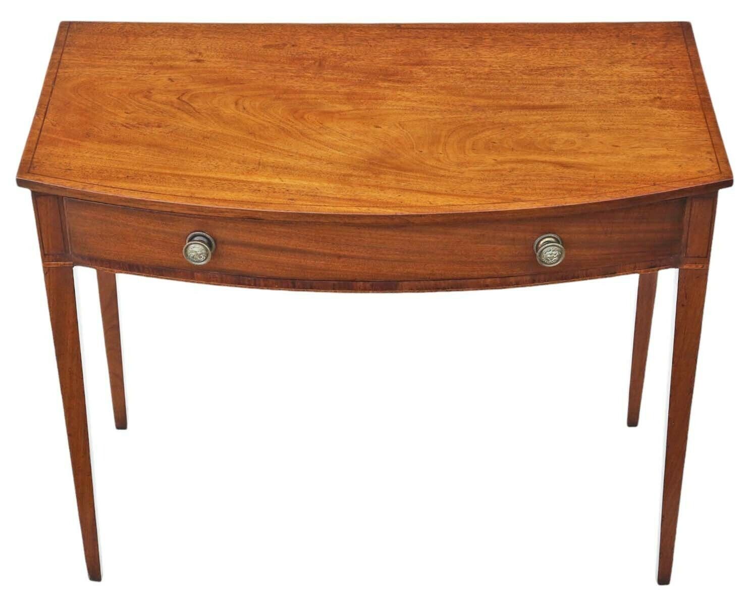 Antique Fine Quality Georgian Bow Front Mahogany Writing Dressing Table 19th Century Desk Side photo for sale