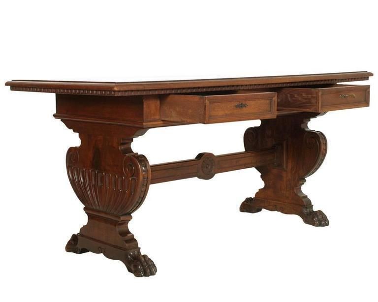 Late 19th Century Desk With Chairs, Tuscan Renaissance By Dini & Puccini From Cascina photo for sale