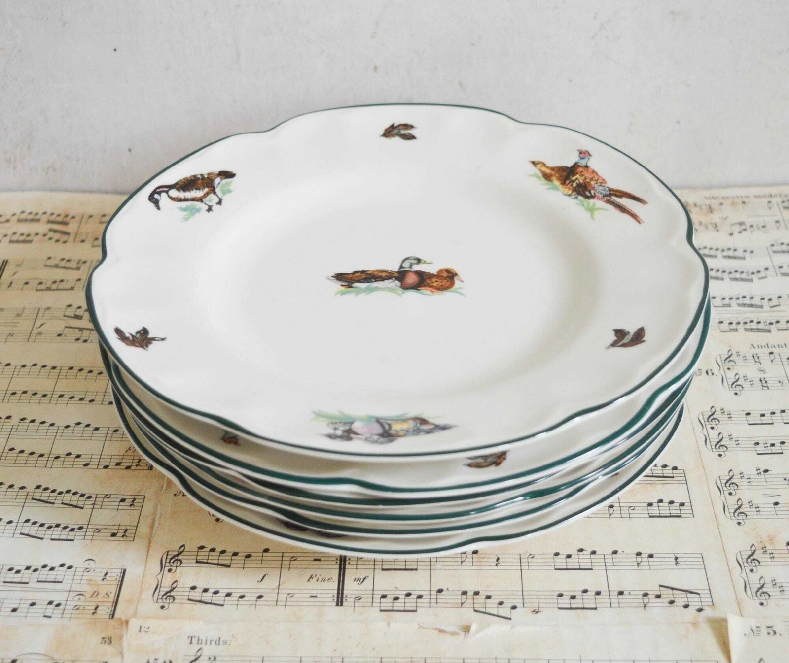 Rare Vintage Johnson Brothers Salad/Dessert Plate, Ducks Pheasants Brookshire Pattern Tableware, Made In England 8.7"/22cm photo vinterior