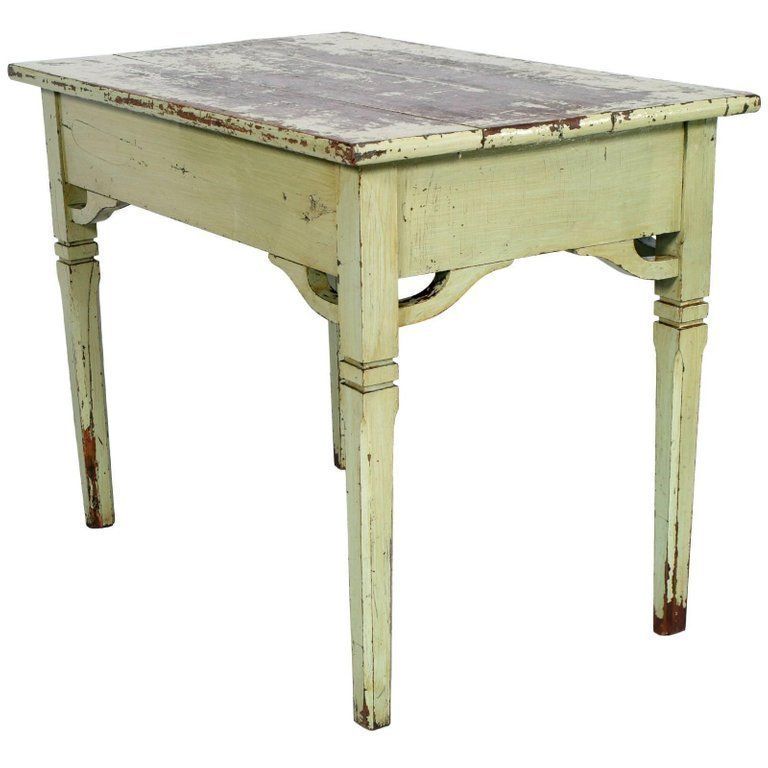 Late 19th Century Tyrolean Shabby Small Desk Table Art Nouveau, Pine Painted photo Furniture