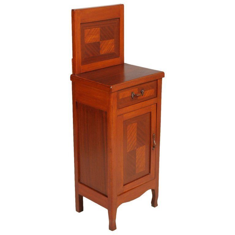 Early 20th Century Italian Art Nouveau Nightstand Restored And Polished To Wax