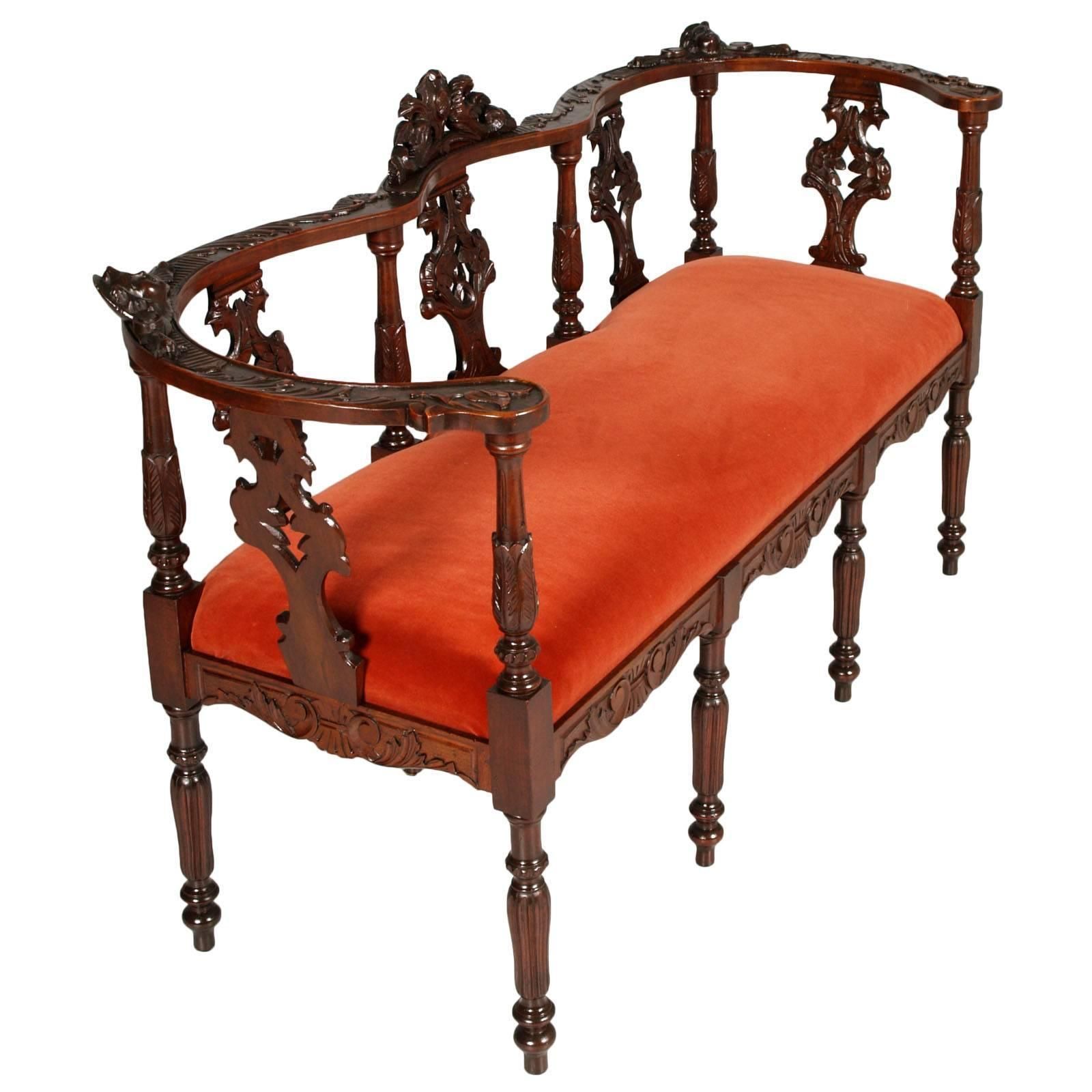Last 19th Century Sofa Armchairs Carved Walnut By Testolini Salviati, Venice photo furniture