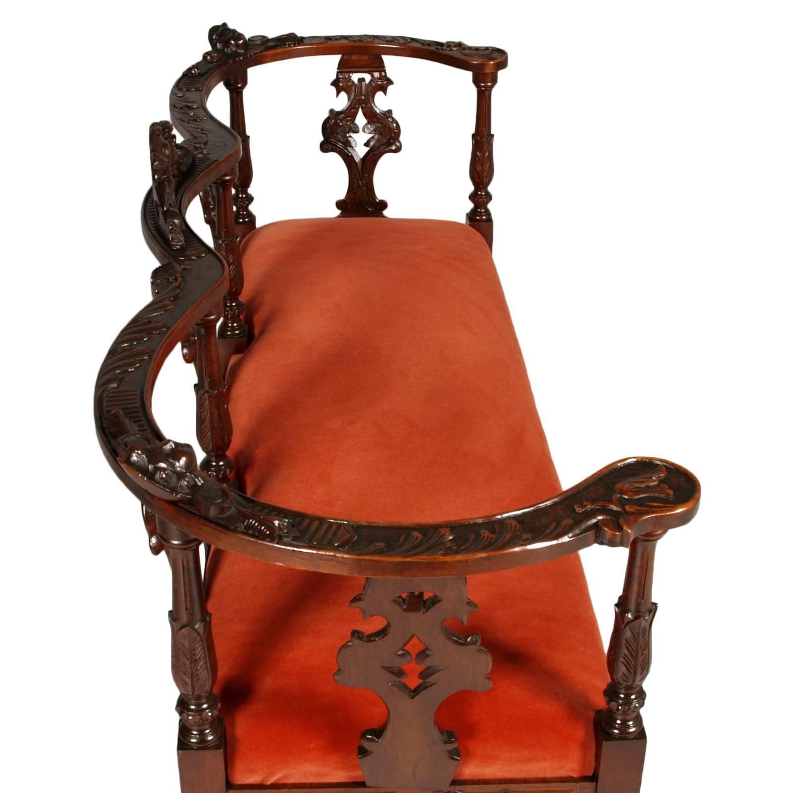 Last 19th Century Sofa Armchairs Carved Walnut By Testolini Salviati, Venice photo Furniture