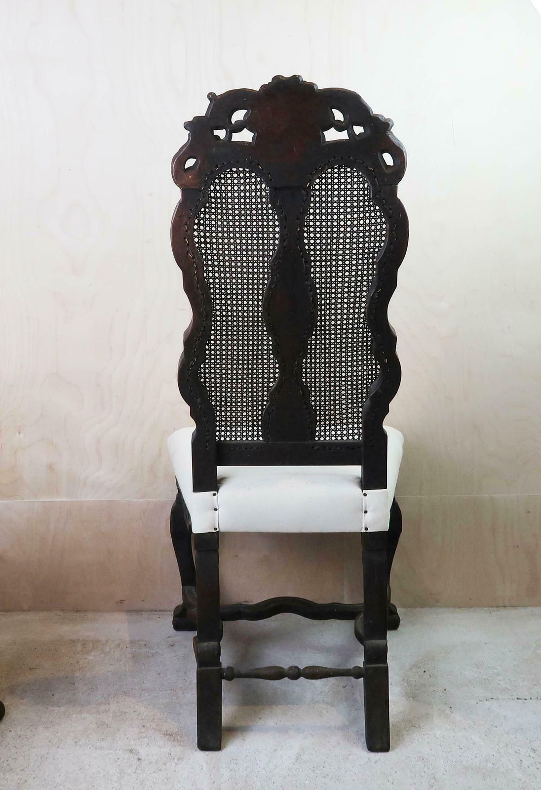 Pair Of Antique Baroque Style Dutch Carved Walnut And Bergère Side Chairs. photo 1200.0