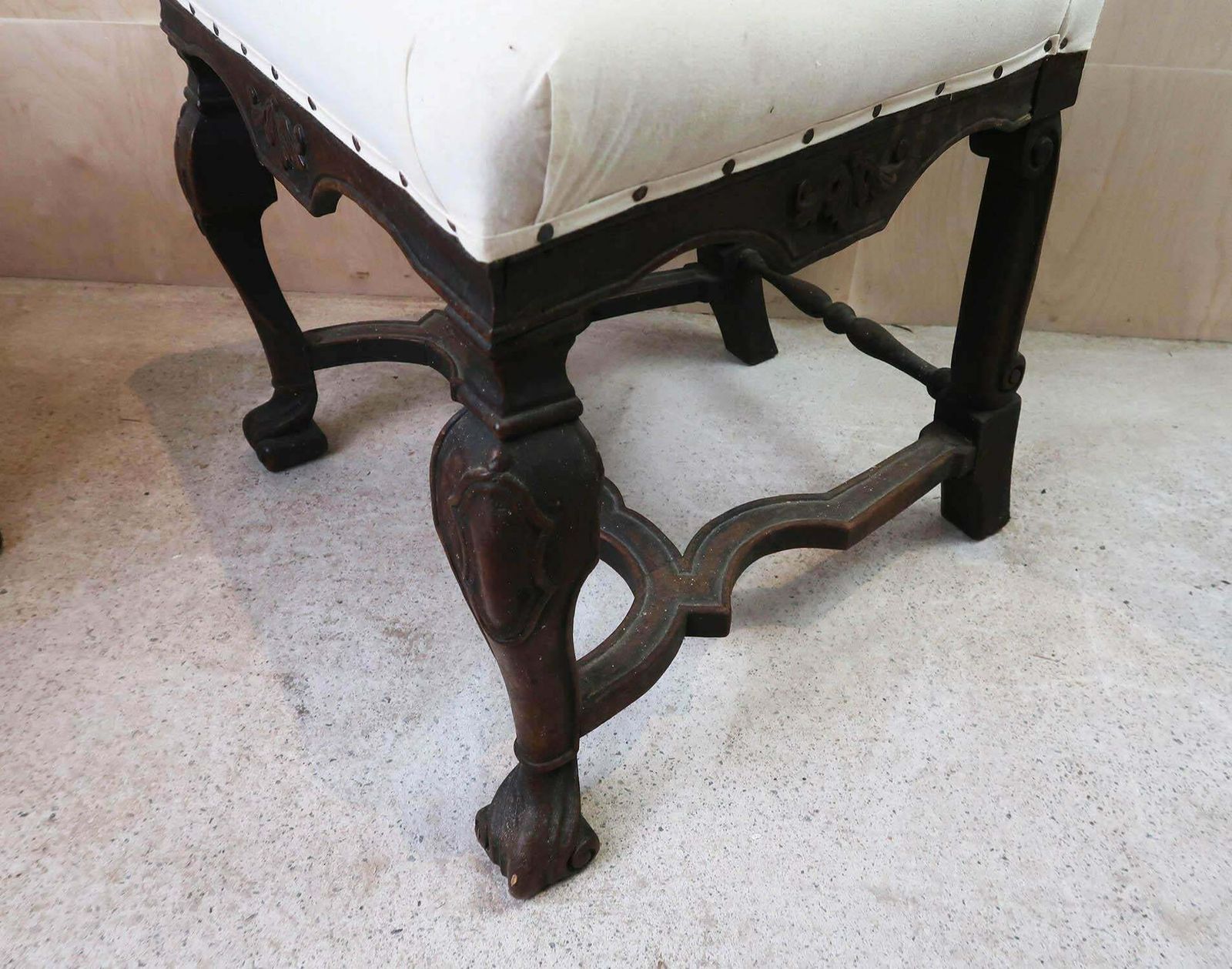 Pair Of Antique Baroque Style Dutch Carved Walnut And Bergère Side Chairs. photo vintage
