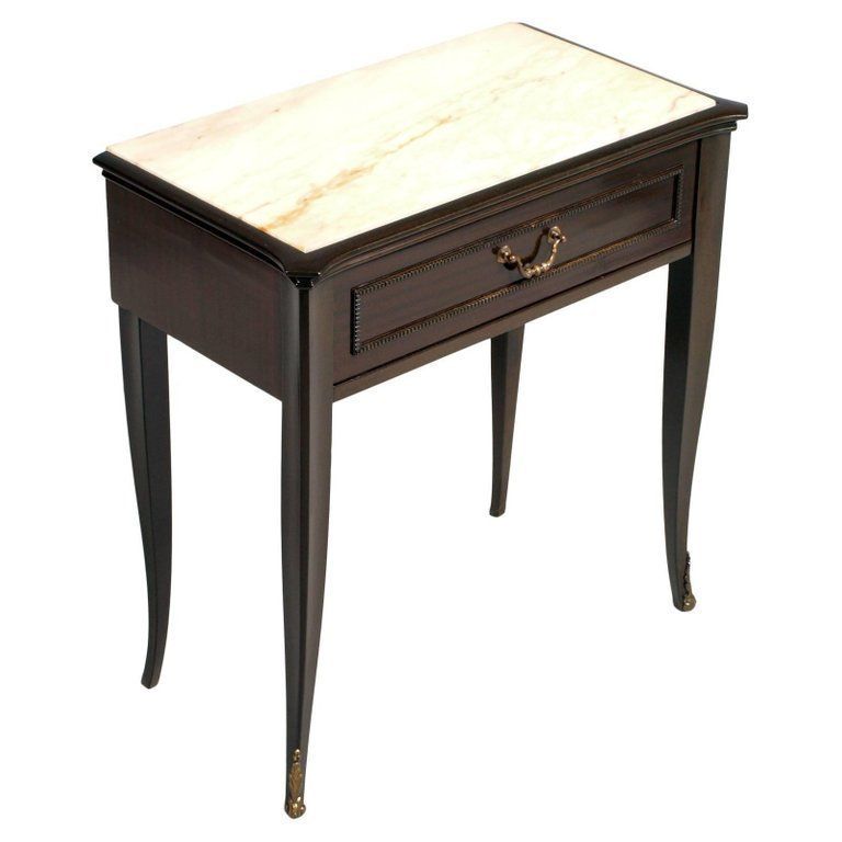 Italian Midcentury Cesare Lacca Attributed Nightstand Top Marble Pink Portugal