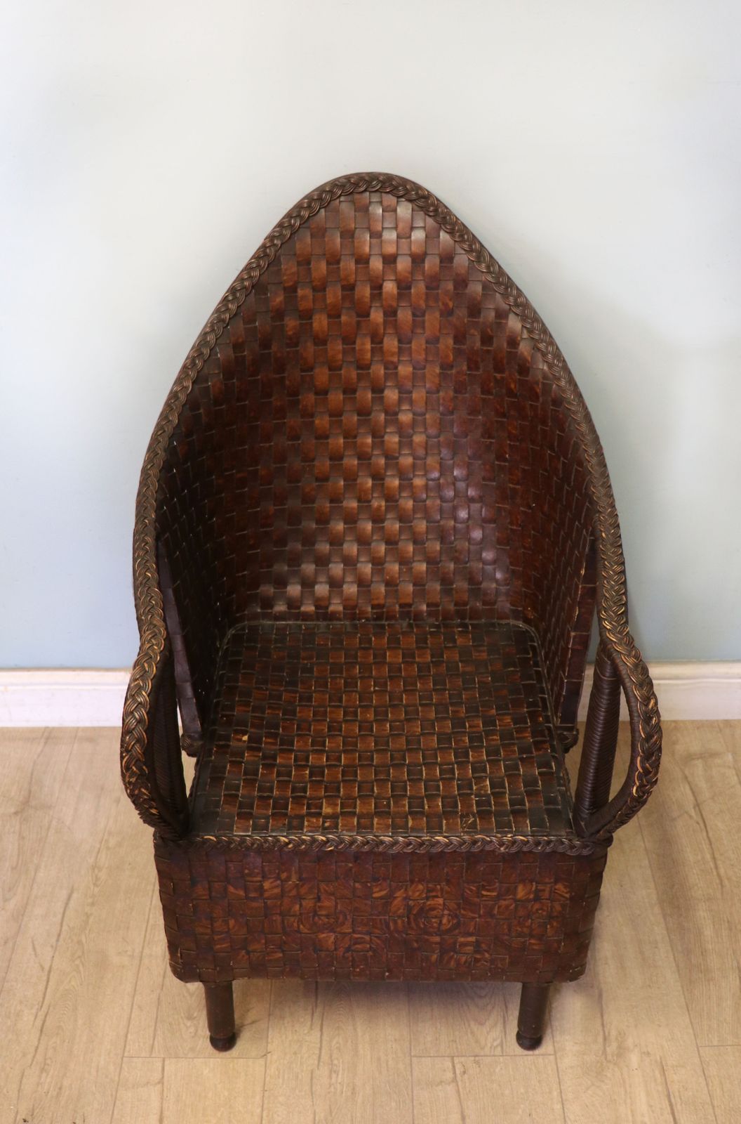 A Wonderful, Vintage High Back Patent Ply Fibre Armchair. photo for sale