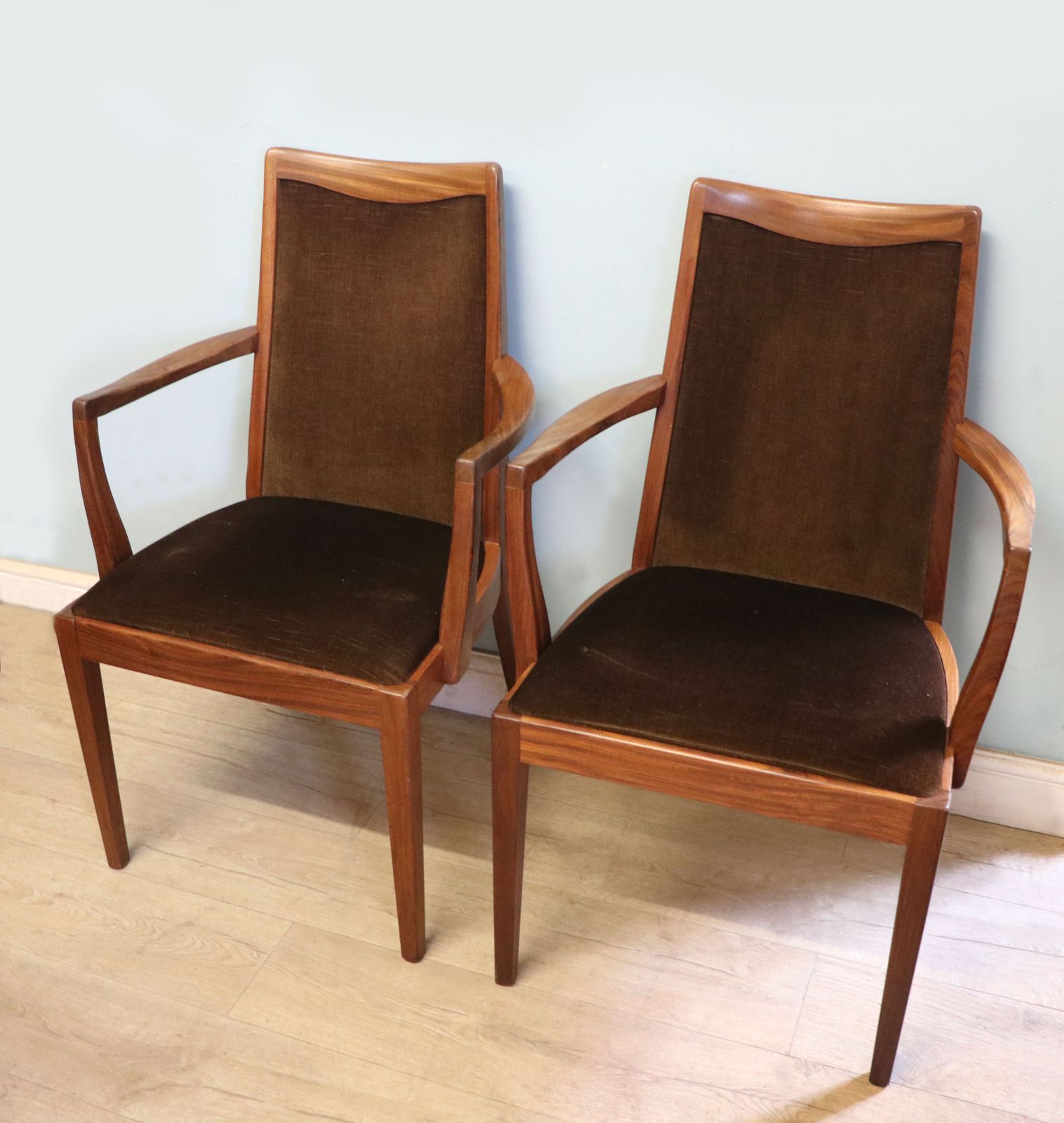 A Lovely Set Of Four Mid Century G Plan Carver Or Armchairs From A Design By Lesley Dandy. photo vinterior