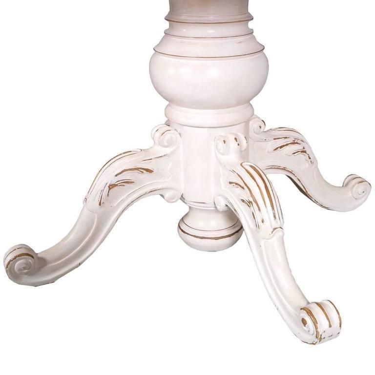 19th Century Set Baroque Round Table Extendable Six Chairs, White Painted photo for sale