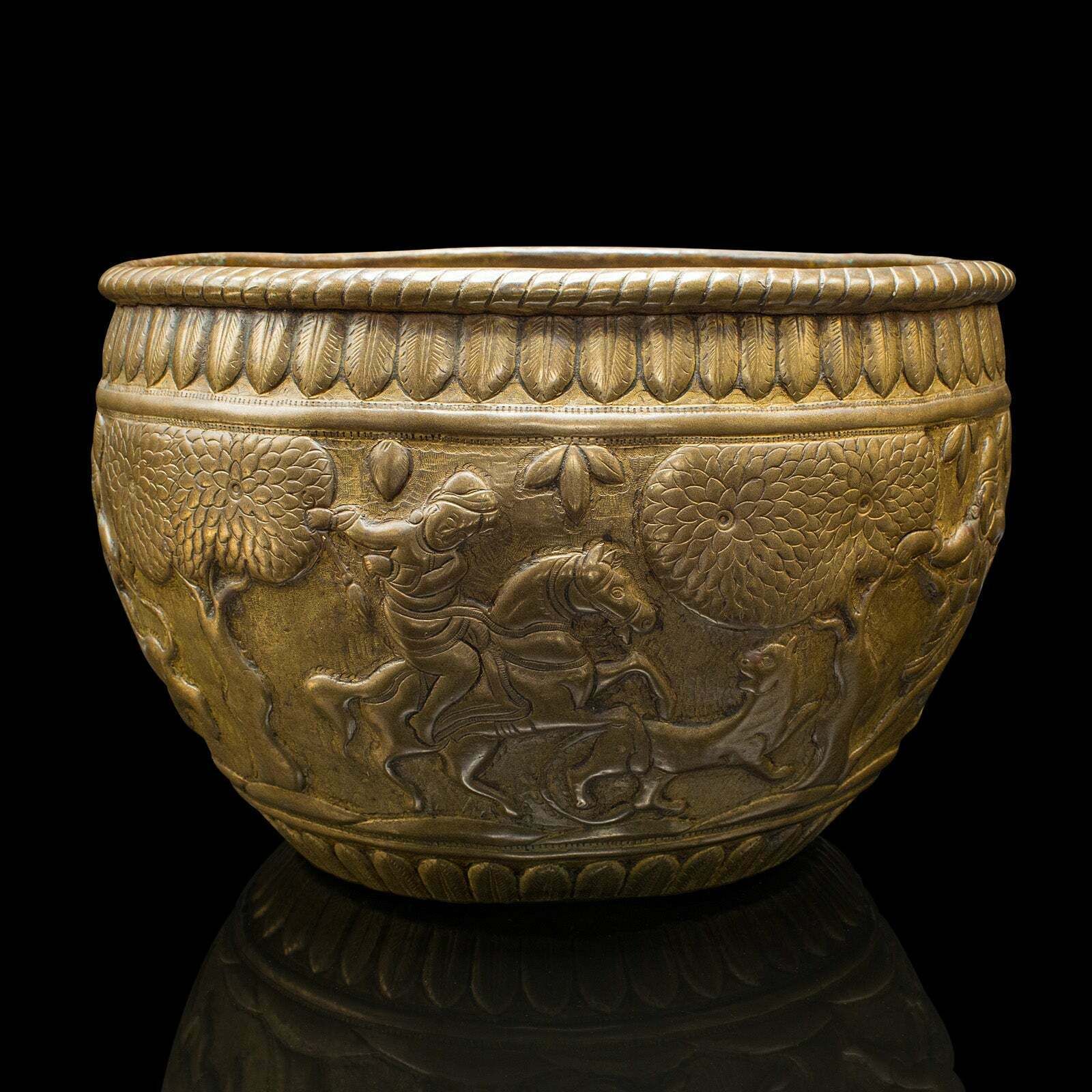 Antique Offering Bowl, Planter, South East Asian, Brass, Jardiniere, Victorian photo furniture