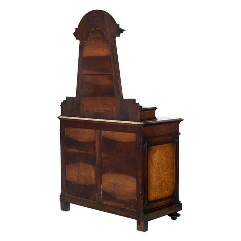 Italian Art Nouveau Dresser And Nightstands In Walnut, Veneer Olm Root, Marble Top photo Furniture