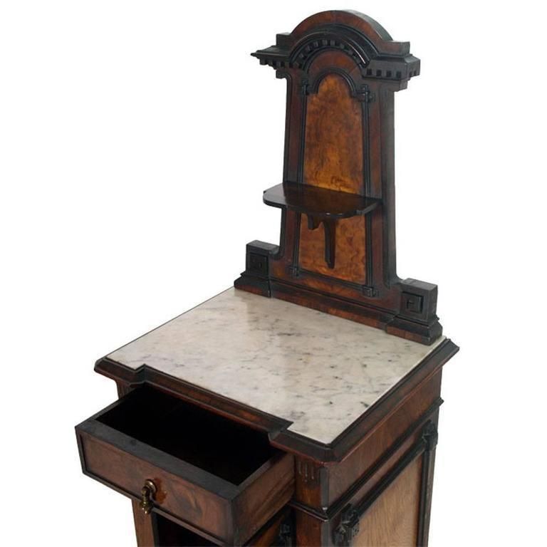 Italian Art Nouveau Dresser And Nightstands In Walnut, Veneer Olm Root, Marble Top photo vinterior