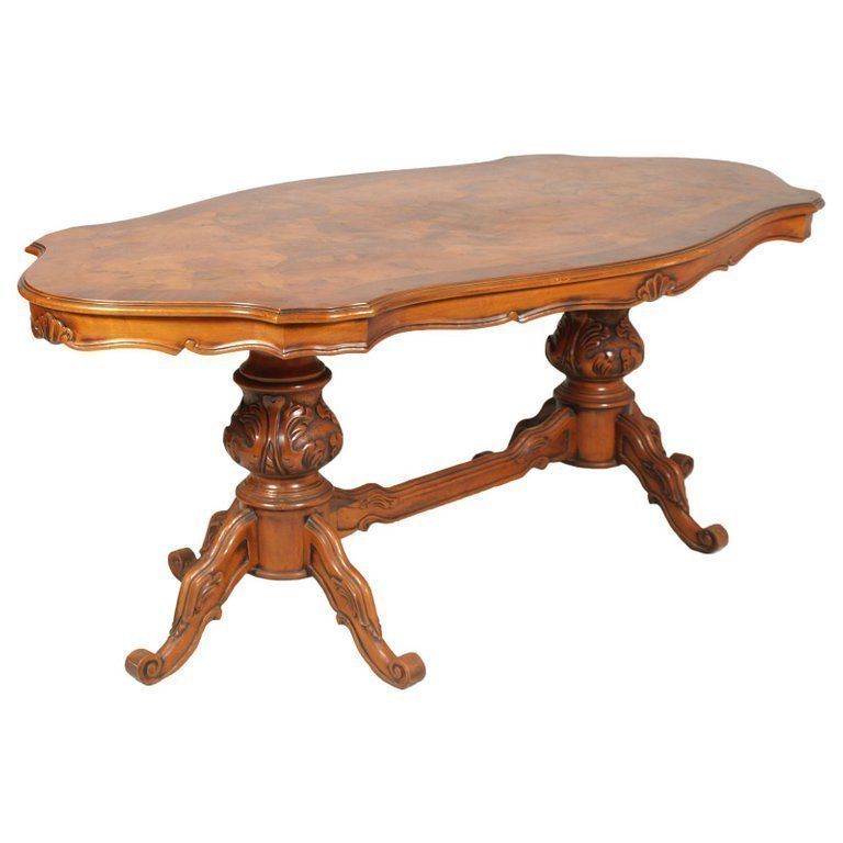 Baroque Ferrarese Period Art Deco Dining Table With Six Louis Philippe Chairs photo for sale