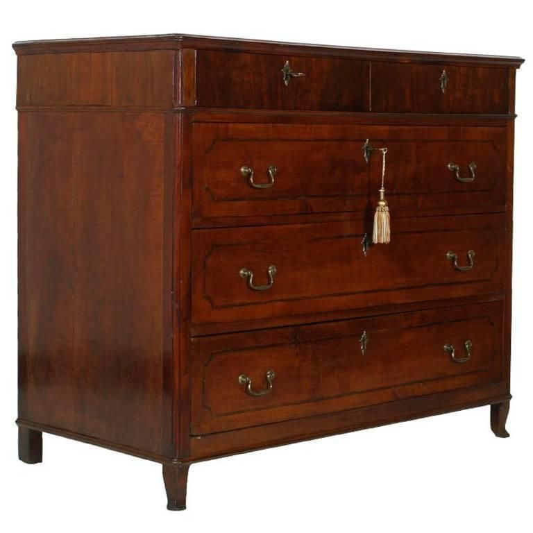 Late 18th Century, Baroque Italian Louis XIV Chest Of Drawers, Walnut, With Inlaid