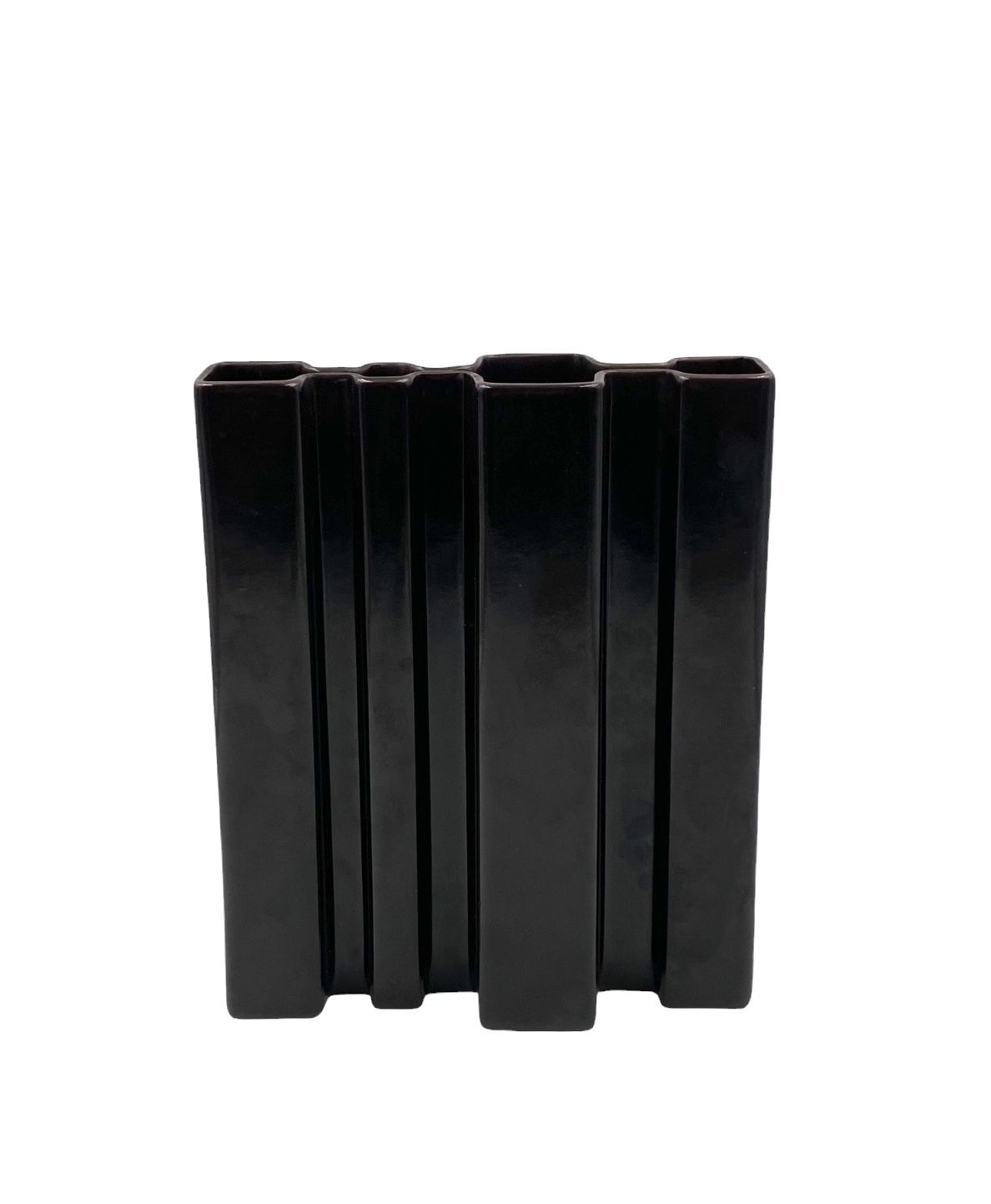 Angelo Mangiarotti, Space Age Brown Ceramic Vase, Fratelli Brambilla Italy Ca. 1968