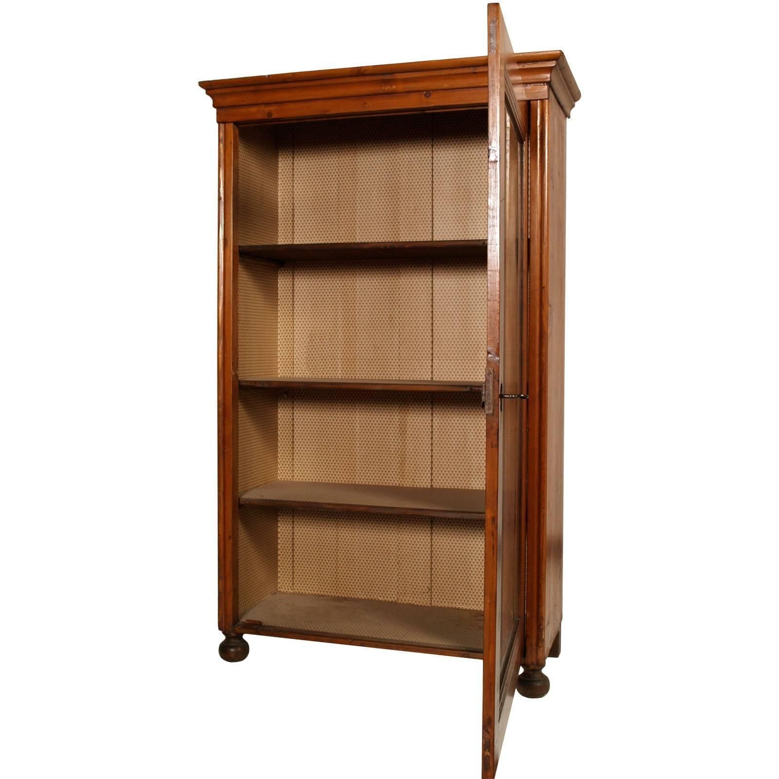 Italian Antique 19th Century Bookcase In Solid Pine Wax Polished photo furniture