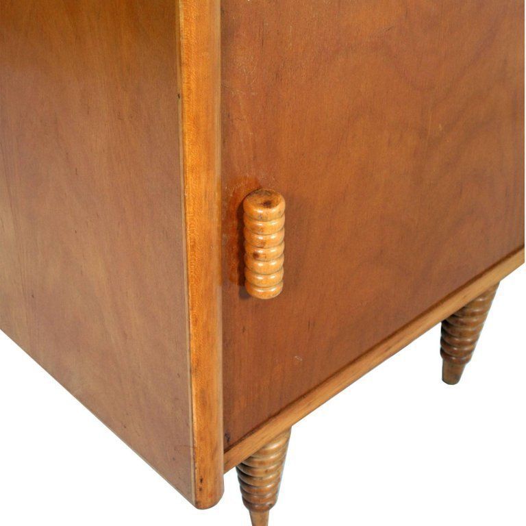 Midcentury Art Deco Nightstand, Gio Ponti Attributed, Blond Walnut Wax Polished photo furniture