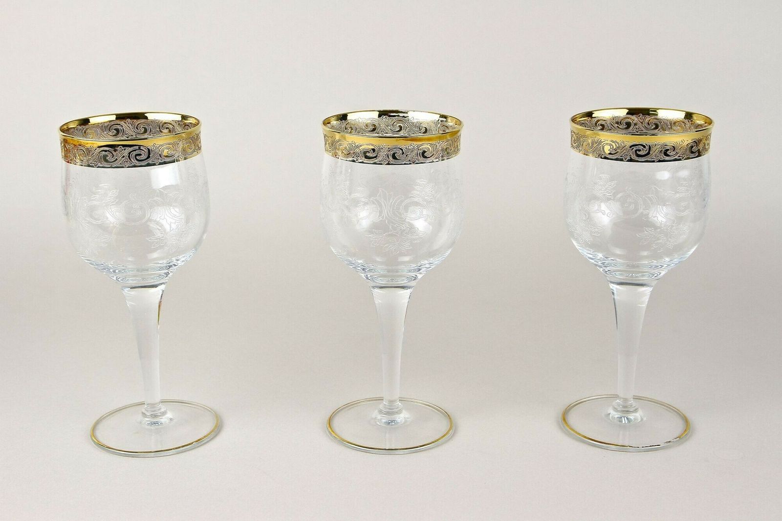 20th Century Murano Wine Glasses With Gold Rim, Set Of 6, Italy Ca. 1940 photo Home Decor