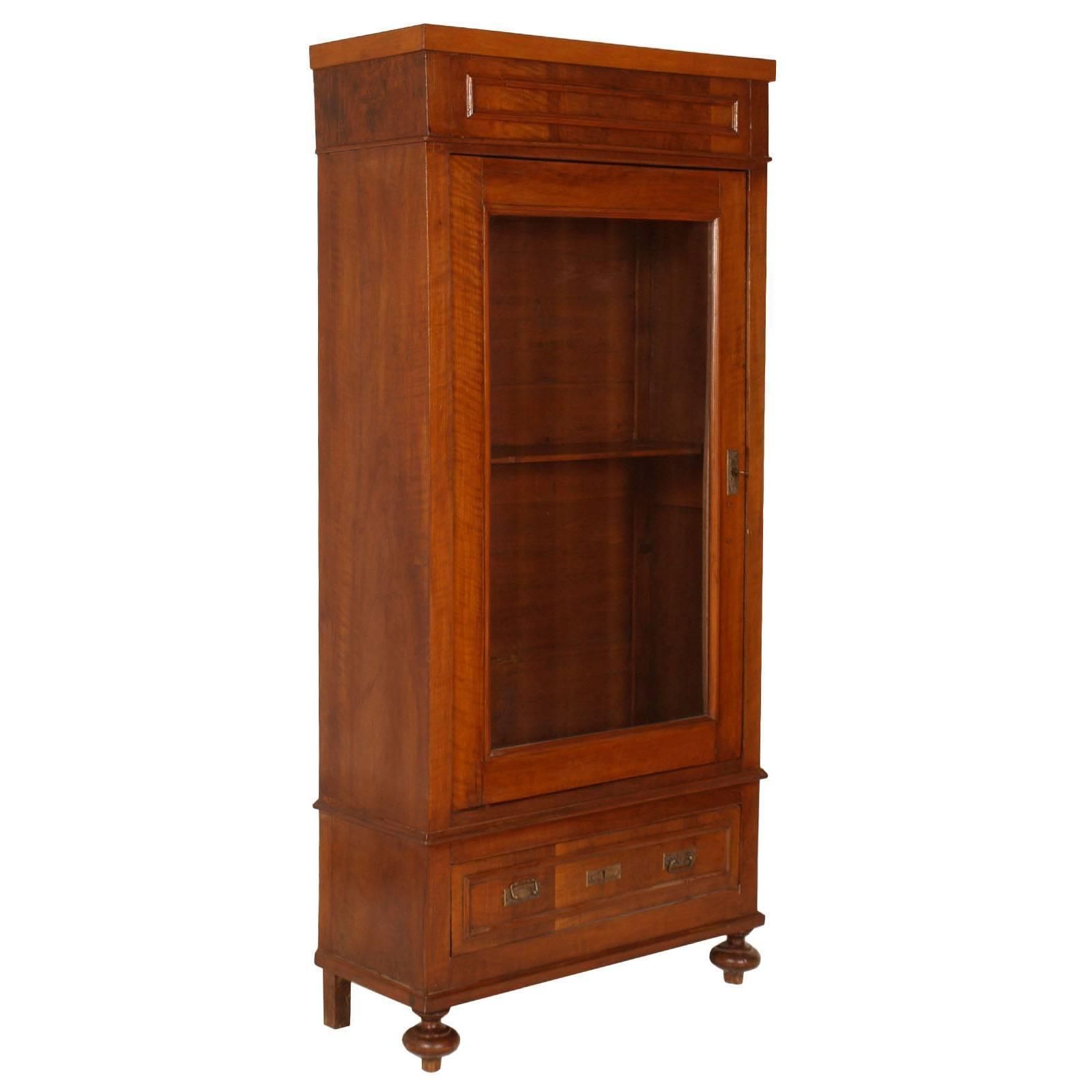 Late 19th Century Display Cabinet Or Vitrine, Umbertino, Neoclassic With Drawer