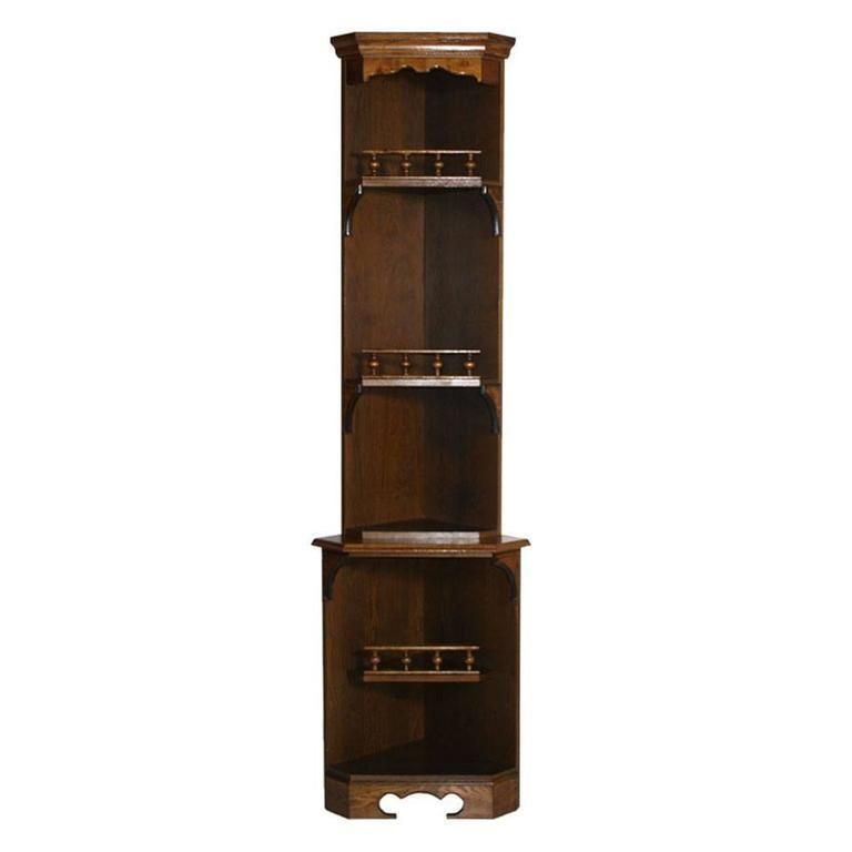 Early 20th Century Renaissance Corner Shelves Cupboard In Solid Oakwood