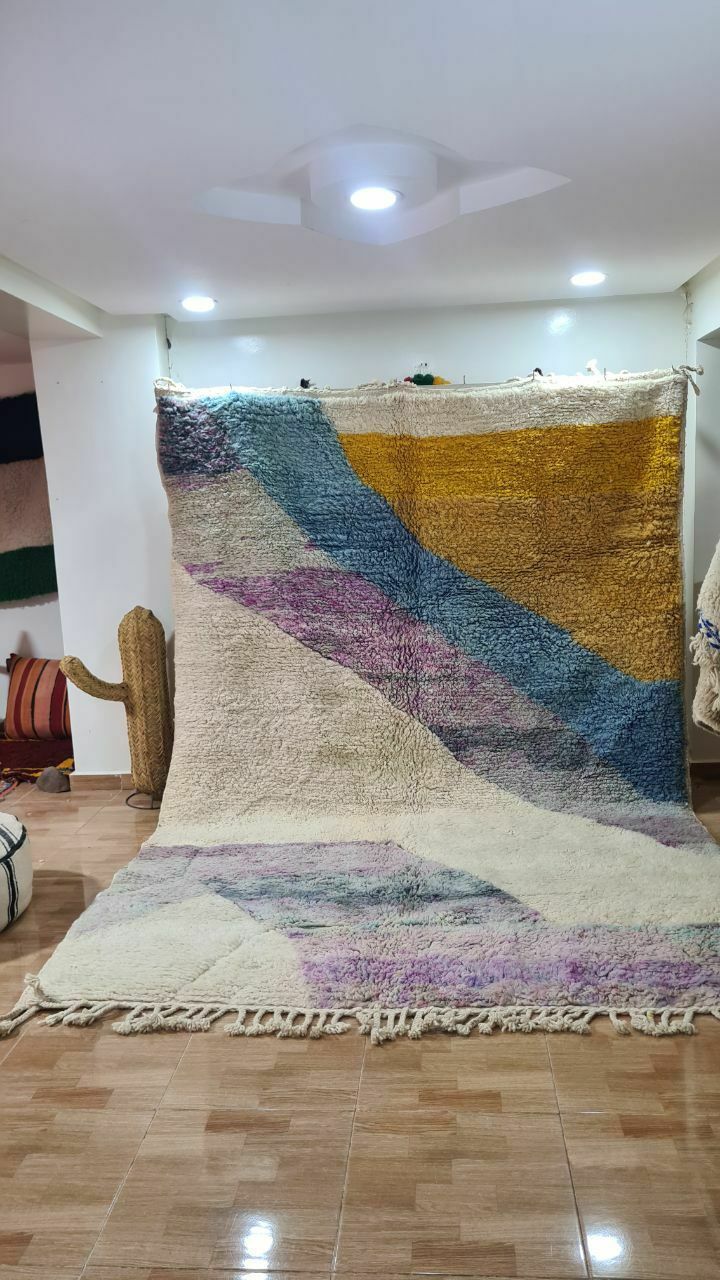 Handwoven Berber Rug With Geometric Color Blocks 300x200 Cm photo for sale