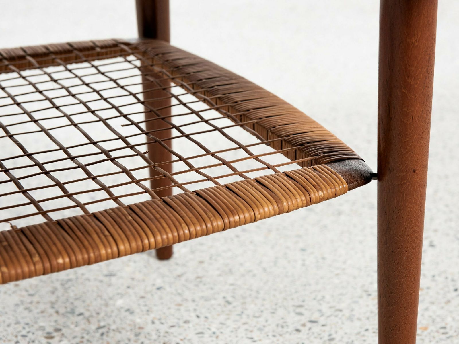 Midcentury Danish Round Coffee Table In Teak And Cane By Johannes Andersen For Silkeborg 1960s photo Furniture