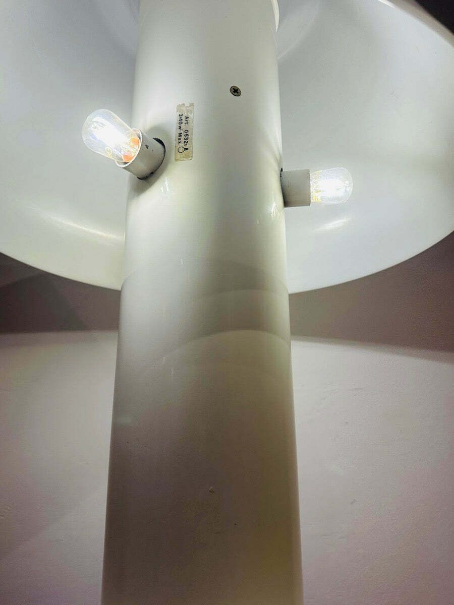 Lighting 1970s Italian Guzzini White Lacquered Metal Table Lamp photo