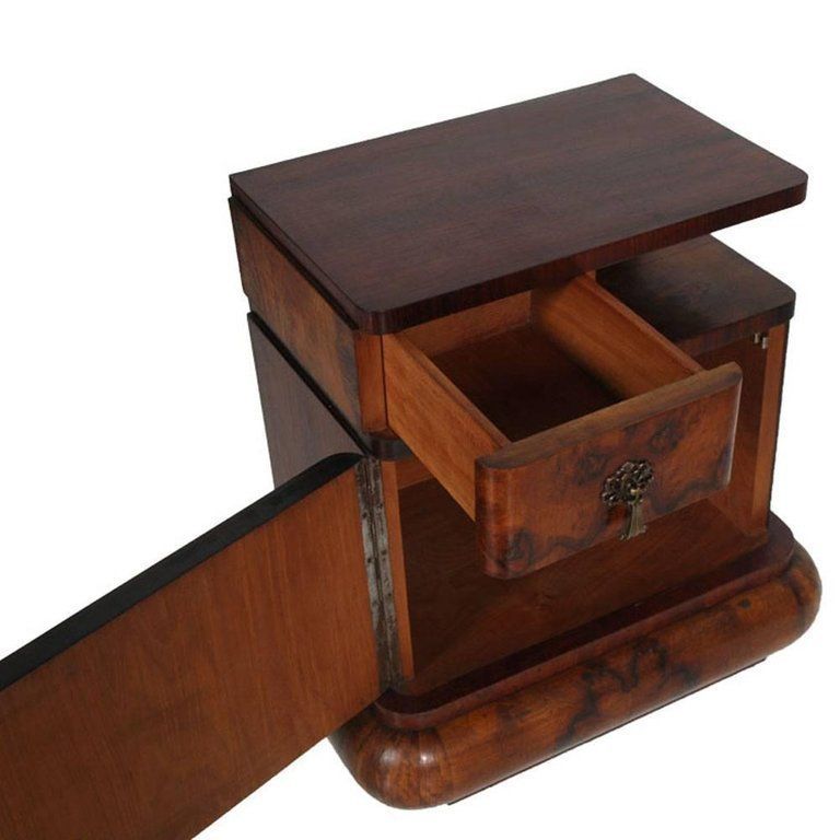 Sculptural Pair Of Art Deco Nightstands, Burl Walnut, Gaetano Borsani Attributed photo furniture