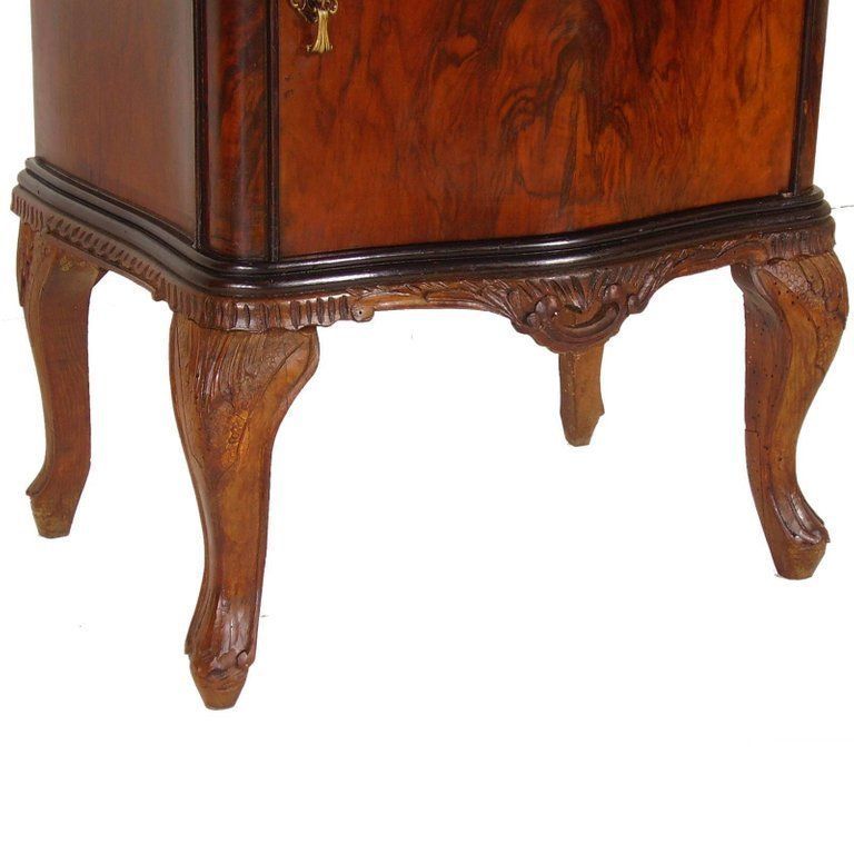 Venetian Early 20th Century Baroque Nightstand Hand Carved Walnut, Burl Restored photo furniture